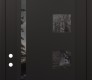 Modern Steel Front Door Diamond C3 36" x 96" black/black mirrored Glass Panel black RHI with Transom mirrored Glass