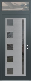 Diamond C3 36" x 96" anthracite/anthracite mirrored Glass Panel stainless steel LHI with Transom clear Glass