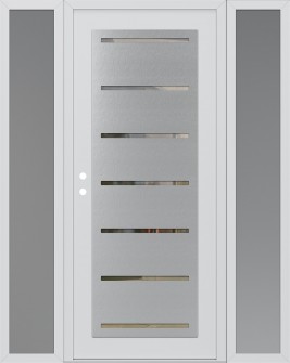 Diamond C11 64" x 80" white/white clear Glass Panel stainless steel RHI with 2 Sidelites frosted Glass
