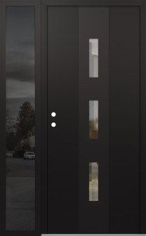 DIAMOND A7 50" X 80" BLACK/BLACK CLEAR GLASS PANEL BLACK RHI WITH SIDELITE MIRRORED GLASS