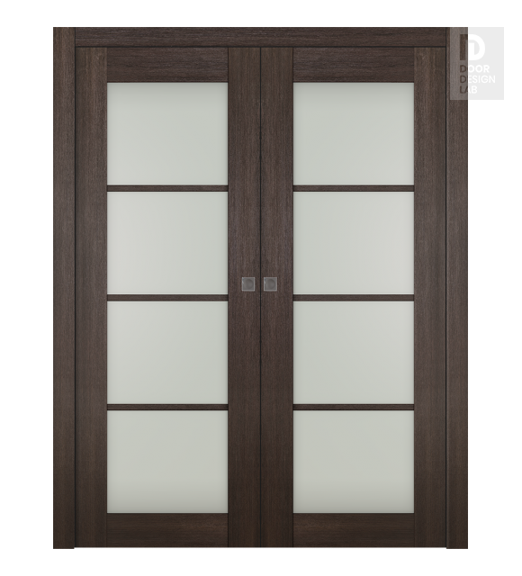 Avon 4 Lite Vetro Veralinga Oak Double pocket doors