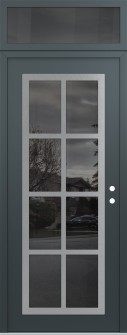 Diamond C16 36" x 96" anthracite/anthracite mirrored Glass Panel stainless steel LHI with Transom mirrored Glass