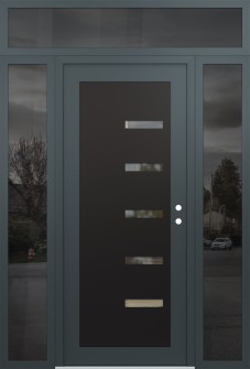 Diamond C8 68" x 96" anthracite/anthracite clear Glass Panel black LHI with 2 Sidelites and Transom mirrored Glass