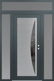 Diamond C13 68" x 96" anthracite/anthracite mirrored Glass Panel stainless steel LHI with 2 Sidelites and Transom frosted Glass