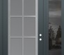 Modern Steel Front Door Diamond C16 52" x 96" anthracite/anthracite frosted Glass Panel stainless steel LHI with Sidelite and Transom mirrored Glass