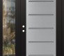 Modern Steel Front Door Diamond C11 50" x 80" black/white frosted Glass Panel stainless steel RHI with Sidelite clear Glass