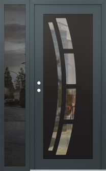 Diamond C12 48" x 80" anthracite/anthracite clear Glass Panel black RHI with Sidelite mirrored Glass