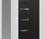 Modern Steel Front Door Diamond C8 52" x 80" white/white clear Glass Panel black RHI with Sidelite frosted Glass