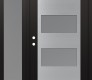 Modern Steel Front Door Diamond C2 50" x 80" black/white frosted Glass Panel stainless steel RHI with Sidelite frosted Glass