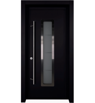 MODERN FRONT STEEL DOOR ARGOS BLACK/WHITE 37 7/16" X 81 11/16" RHI + HARDWARE