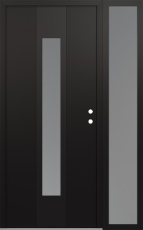 DIAMOND A1 52" X 80" BLACK/WHITE FROSTED GLASS PANEL BLACK LHI WITH SIDELITE FROSTED GLASS