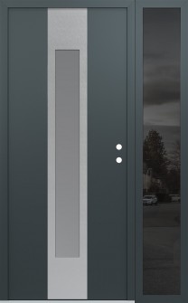 DIAMOND A1 48" X 80" ANTHRACITE/ANTHRACITE FROSTED GLASS PANEL STAINLESS STEEL LHI WITH SIDELITE MIRRORED GLASS