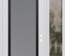 Modern Steel Front Door Diamond C1 50" x 96" white/white frosted Glass Panel black LHI with Sidelite and Transom clear Glass