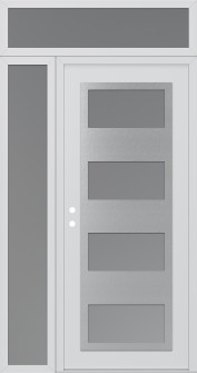 Diamond C2 50" x 96" white/white frosted Glass Panel stainless steel RHI with Sidelite and Transom frosted Glass