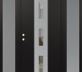 Modern Steel Front Door DIAMOND A7 60" X 80" BLACK/BLACK CLEAR GLASS PANEL STAINLESS STEEL RHI WITH 2 SIDELITES FROSTED GLASS
