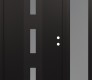 Modern Steel Front Door DIAMOND A7 48" X 80" BLACK/WHITE FROSTED GLASS PANEL BLACK LHI WITH SIDELITE FROSTED GLASS