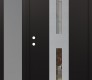 Modern Steel Front Door DIAMOND A6 52" X 80" BLACK/BLACK CLEAR GLASS PANEL STAINLESS STEEL RHI WITH SIDELITE FROSTED GLASS