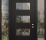 Modern Steel Front Door Diamond C2 60" x 96" black/black clear Glass Panel black LHI with 2 Sidelites and Transom clear Glass