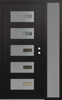 Diamond D7 52" x 80" black/black clear Glass Panel stainless steel LHI with Sidelite frosted Glass