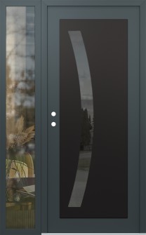 Diamond C4 50" x 80" anthracite/anthracite mirrored Glass Panel black RHI with Sidelite clear Glass