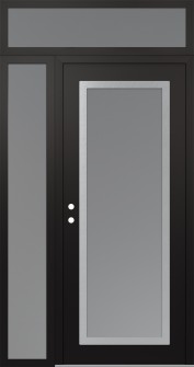 Diamond C1 52" x 96" black/white frosted Glass Panel stainless steel RHI with Sidelite and Transom frosted Glass