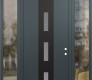 Modern Steel Front Door DIAMOND A7 64" X 96" ANTHRACITE/ANTHRACITE FROSTED GLASS PANEL BLACK LHI WITH 2 SIDELITES AND TRANSOM CLEAR GLASS