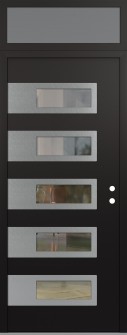 Diamond D3 36" x 96" black/black clear Glass Panel stainless steel LHI with Transom frosted Glass