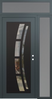 Diamond C12 52" x 96" anthracite/anthracite clear Glass Panel black LHI with Sidelite and Transom frosted Glass