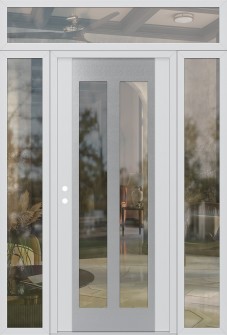 Diamond C14 68" x 96" white/white clear Glass Panel stainless steel RHI with 2 Sidelites and Transom clear Glass