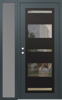 Diamond C10 52" x 80" anthracite/anthracite clear Glass Panel black RHI with Sidelite frosted Glass