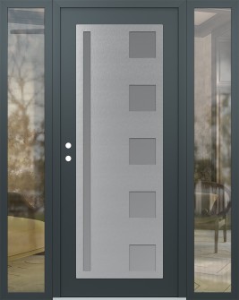 Diamond C3 68" x 80" anthracite/anthracite frosted Glass Panel stainless steel RHI with 2 Sidelites clear Glass