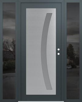 Diamond C4 60" x 80" anthracite/anthracite frosted Glass Panel stainless steel LHI with 2 Sidelites mirrored Glass