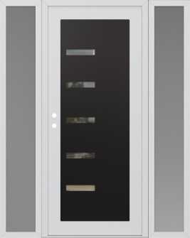 Diamond C8 64" x 80" white/white clear Glass Panel black RHI with 2 Sidelites frosted Glass