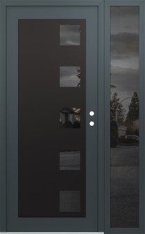 Diamond C5 50" x 80" anthracite/anthracite mirrored Glass Panel black LHI with Sidelite mirrored Glass