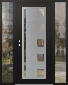 Diamond C3 64" x 80" black/black clear Glass Panel stainless steel RHI with 2 Sidelites clear Glass