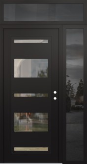 Diamond C10 52" x 96" black/black clear Glass Panel black LHI with Sidelite and Transom mirrored Glass