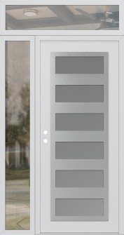 Diamond C9 52" x 96" white/white frosted Glass Panel stainless steel RHI with Sidelite and Transom clear Glass