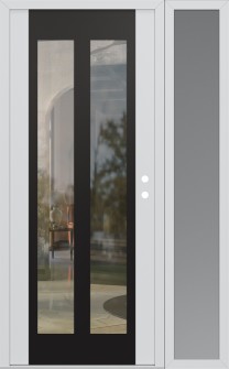 Diamond C14 52" x 80" white/white clear Glass Panel black LHI with Sidelite frosted Glass
