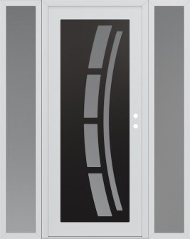 Diamond C12 64" x 80" white/white frosted Glass Panel black LHI with 2 Sidelites frosted Glass