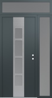 DIAMOND A10 50" X 96" ANTHRACITE/ANTHRACITE FROSTED GLASS PANEL STAINLESS STEEL LHI WITH SIDELITE AND TRANSOM FROSTED GLASS