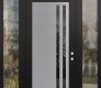 Modern Steel Front Door Diamond C6 60" x 96" black/black mirrored Glass Panel stainless steel LHI with 2 Sidelites and Transom clear Glass