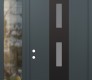 Modern Steel Front Door DIAMOND A7 48" X 96" ANTHRACITE/ANTHRACITE FROSTED GLASS PANEL BLACK RHI WITH SIDELITE AND TRANSOM CLEAR GLASS