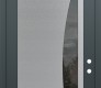 Modern Steel Front Door Diamond C13 36" x 96" anthracite/anthracite mirrored Glass Panel stainless steel LHI with Transom frosted Glass