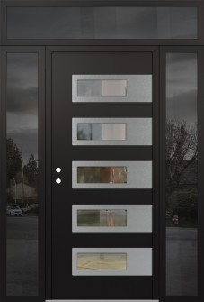 Diamond D3 60" x 96" black/black clear Glass Panel stainless steel RHI with 2 Sidelites and Transom mirrored Glass