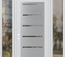 Modern Steel Front Door Diamond C11 68" x 96" white/white clear Glass Panel stainless steel RHI with 2 Sidelites and Transom clear Glass