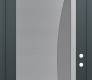 Modern Steel Front Door Diamond C13 36" x 96" anthracite/anthracite frosted Glass Panel stainless steel LHI with Transom frosted Glass