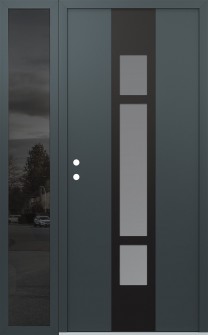 DIAMOND A9 50" X 80" ANTHRACITE/ANTHRACITE FROSTED GLASS PANEL BLACK RHI WITH SIDELITE MIRRORED GLASS