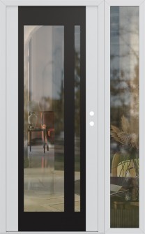 Diamond C15 48" x 80" white/white clear Glass Panel black LHI with Sidelite clear Glass