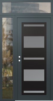 Diamond C10 52" x 96" anthracite/anthracite frosted Glass Panel black RHI with Sidelite and Transom clear Glass
