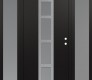 Modern Steel Front Door DIAMOND A10 60" X 80" BLACK/WHITE FROSTED GLASS PANEL STAINLESS STEEL LHI WITH 2 SIDELITES FROSTED GLASS
